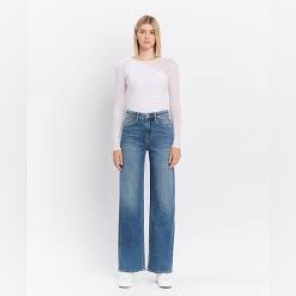 FLYING MONKEY SUPER HIGH RISE WIDE LEG JEANS